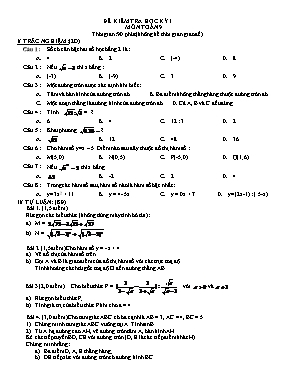 Đề kiểm tra học kỳ 1 môn Toán 9